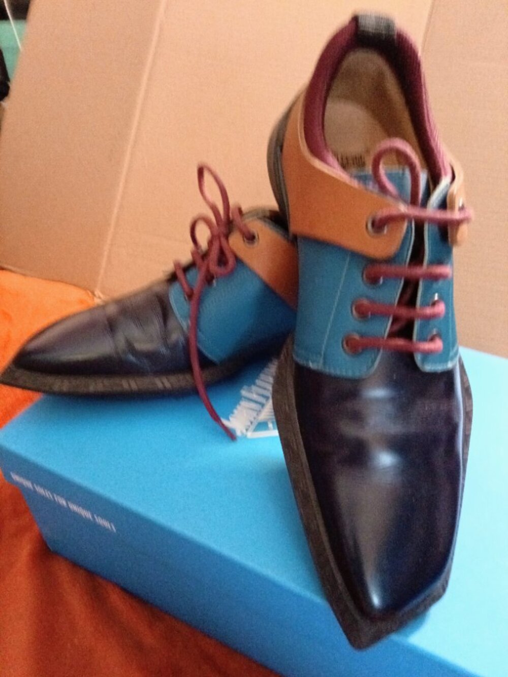 John Fluevog Manifold Witness Mens Size 10 Multi Colorblock